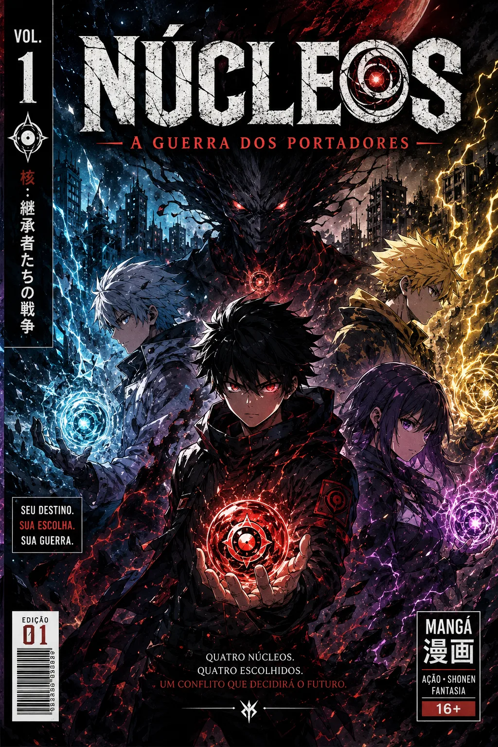 Capa Mangá Núcleos - A Guerra dos Portadores